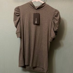 Fashion Nova Sheer My Sleeve Puff Sleeve Top XL Gray